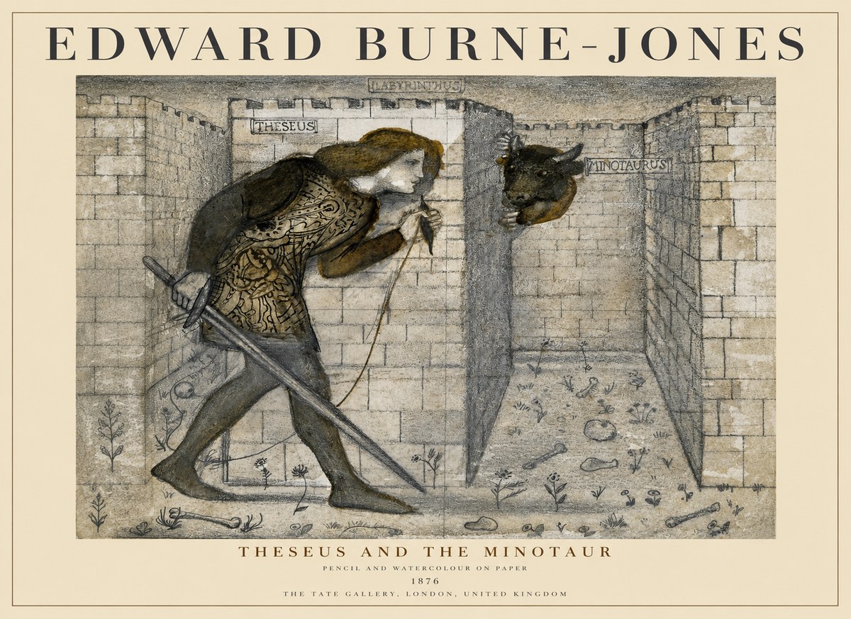 Edward Burne-Jones Theseus and the Minotaur No1 - Affiche