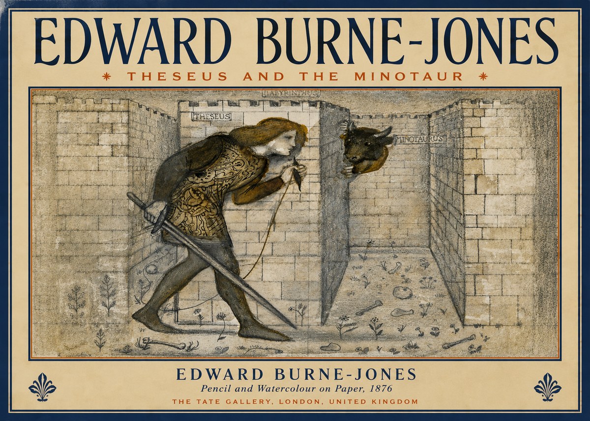Edward Burne-Jones Theseus and the Minotaur No4 - Affiche