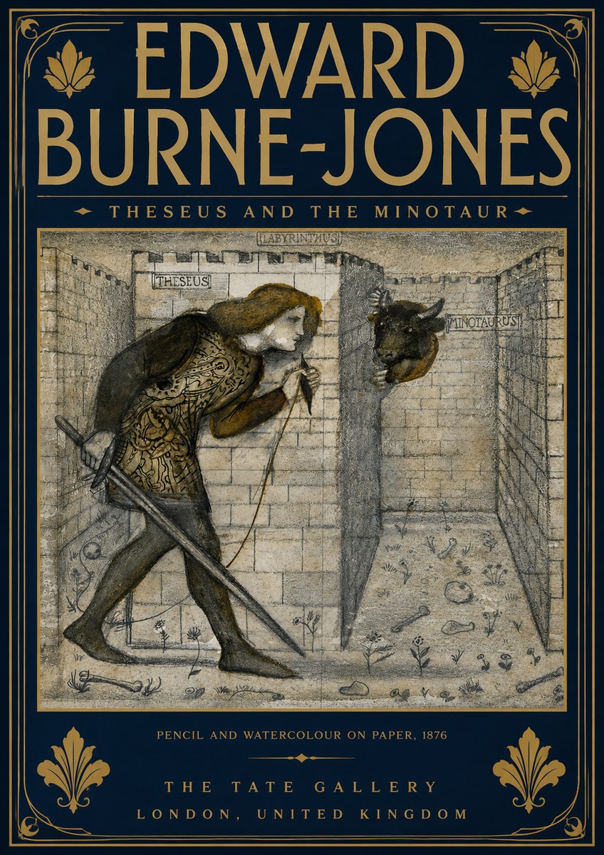 Edward Burne-Jones Theseus and the Minotaur No5 - Affiche