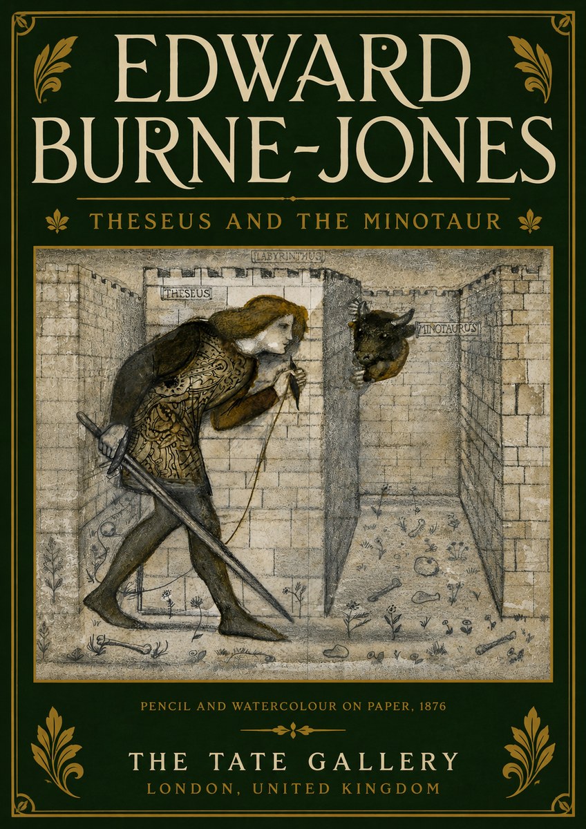 Edward Burne-Jones Theseus and the Minotaur No6 - Affiche