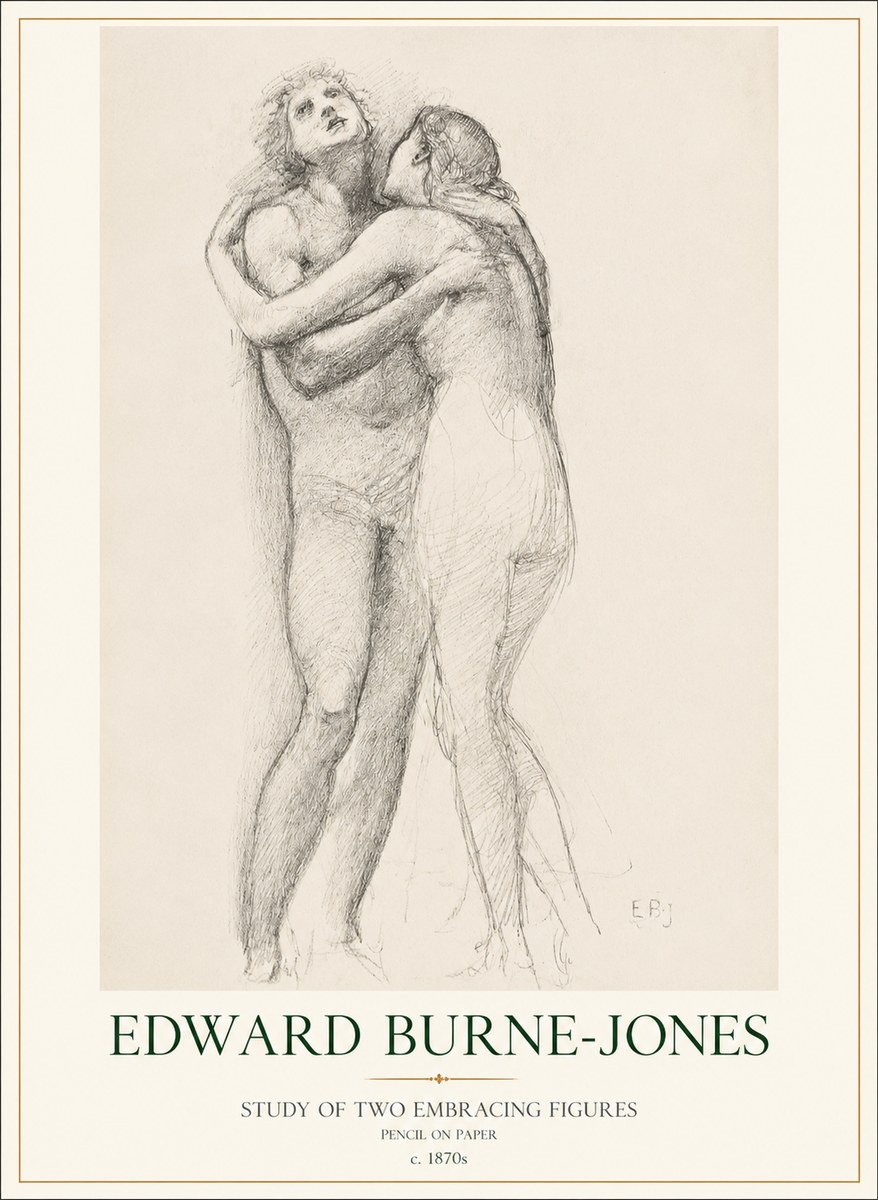 Edward Burne-Jones Study of Two Embracing Figures No1 - Affiche