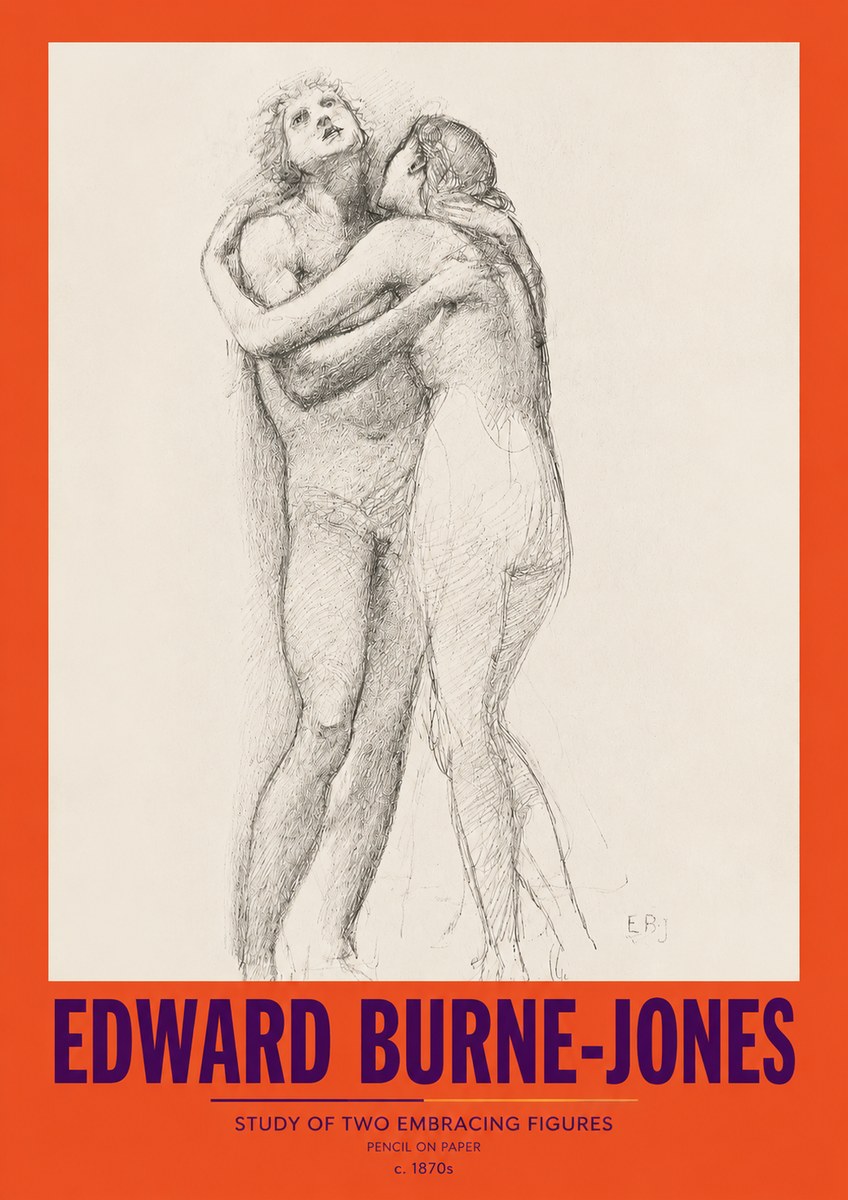 Edward Burne-Jones Study of Two Embracing Figures No2 - Affiche
