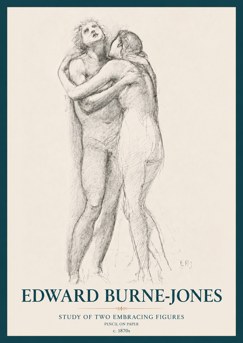Edward Burne-Jones Study of Two Embracing Figures No3 - Affiche