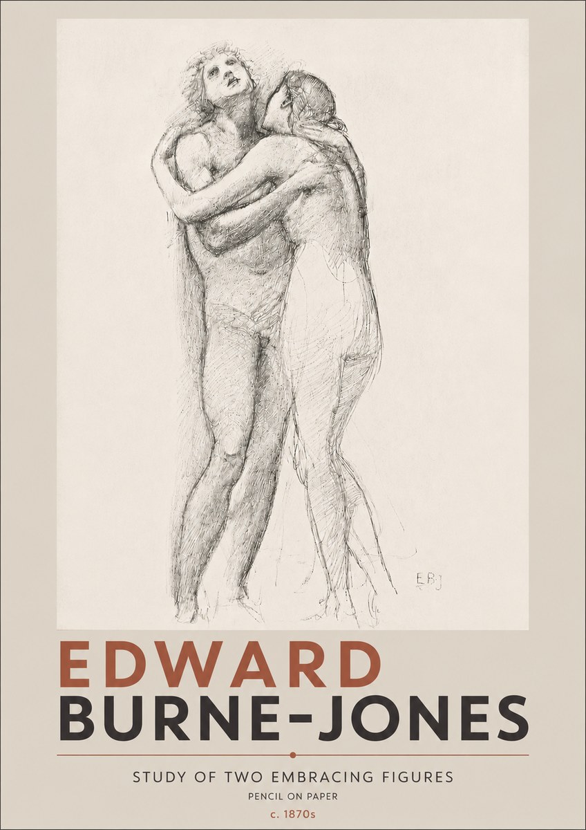 Edward Burne-Jones Study of Two Embracing Figures No4 - Affiche