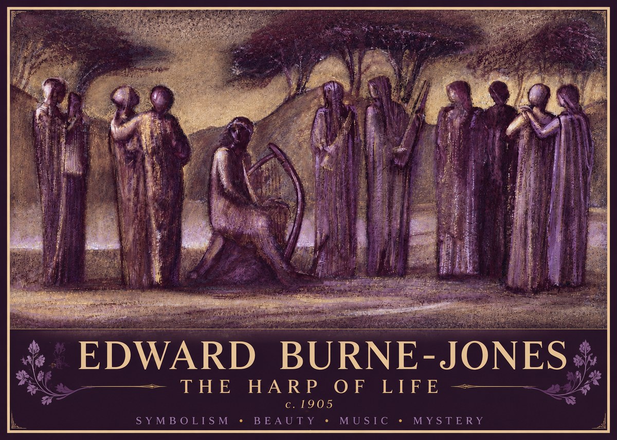 Edward Burne-Jones The Harp of Life No4 - Affiche