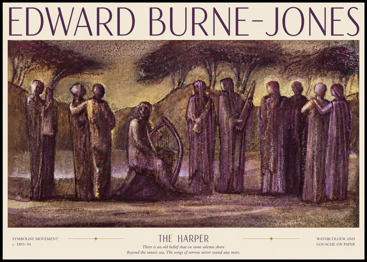 Edward Burne-Jones The Harp of Life No6 - Affiche