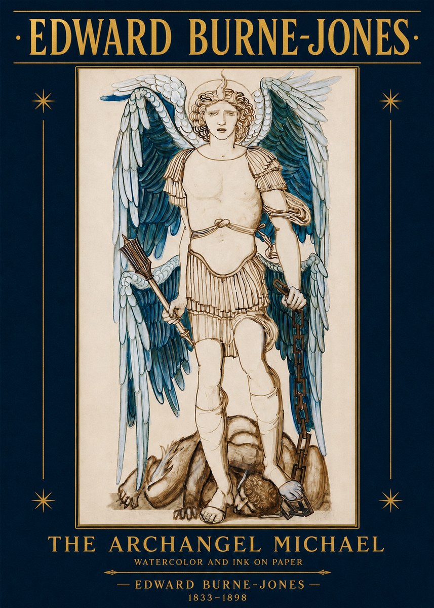 Edward Burne-Jones The Archangel Michael No2 - Affiche