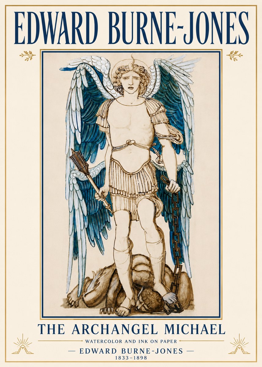 Edward Burne-Jones The Archangel Michael No5 - Affiche