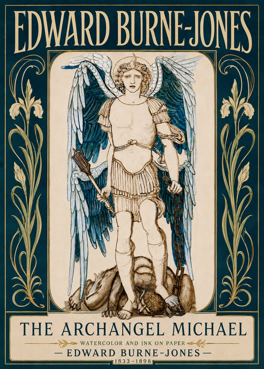 Edward Burne-Jones The Archangel Michael No6 - Affiche