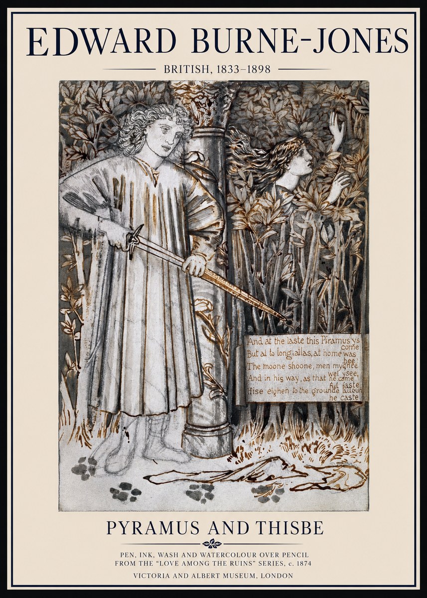 Edward Burne-Jones Pyramus and Thisbe No1 - Affiche