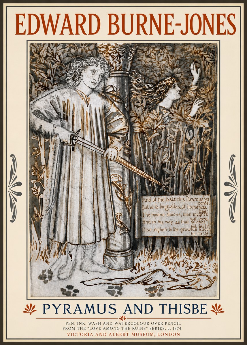 Edward Burne-Jones Pyramus and Thisbe No3 - Affiche