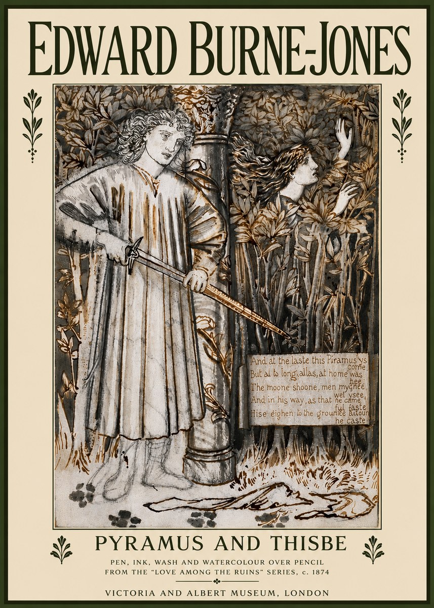 Edward Burne-Jones Pyramus and Thisbe No5 - Affiche