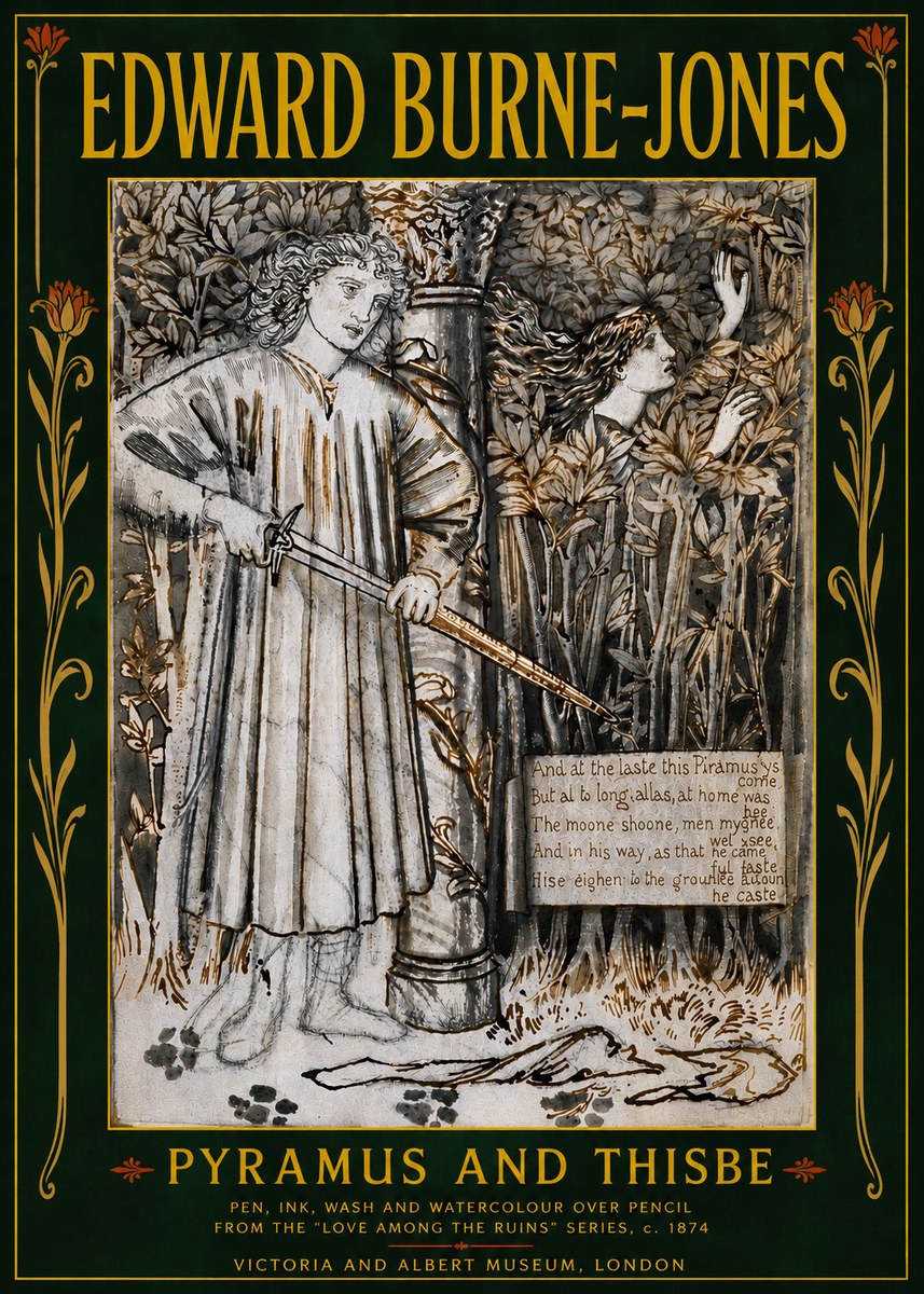Edward Burne-Jones Pyramus and Thisbe No6 - Affiche
