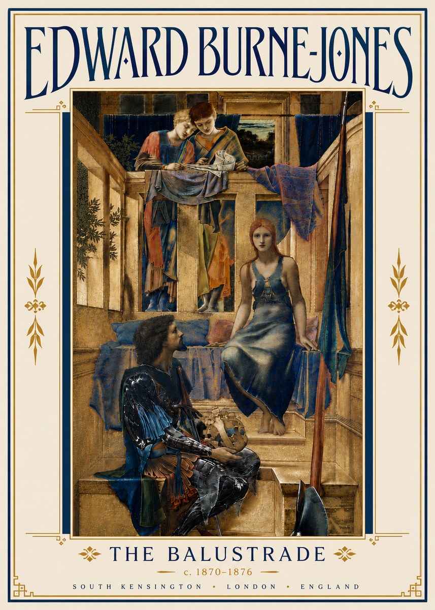 Edward Burne-Jones The Balustrade No6 - Affiche