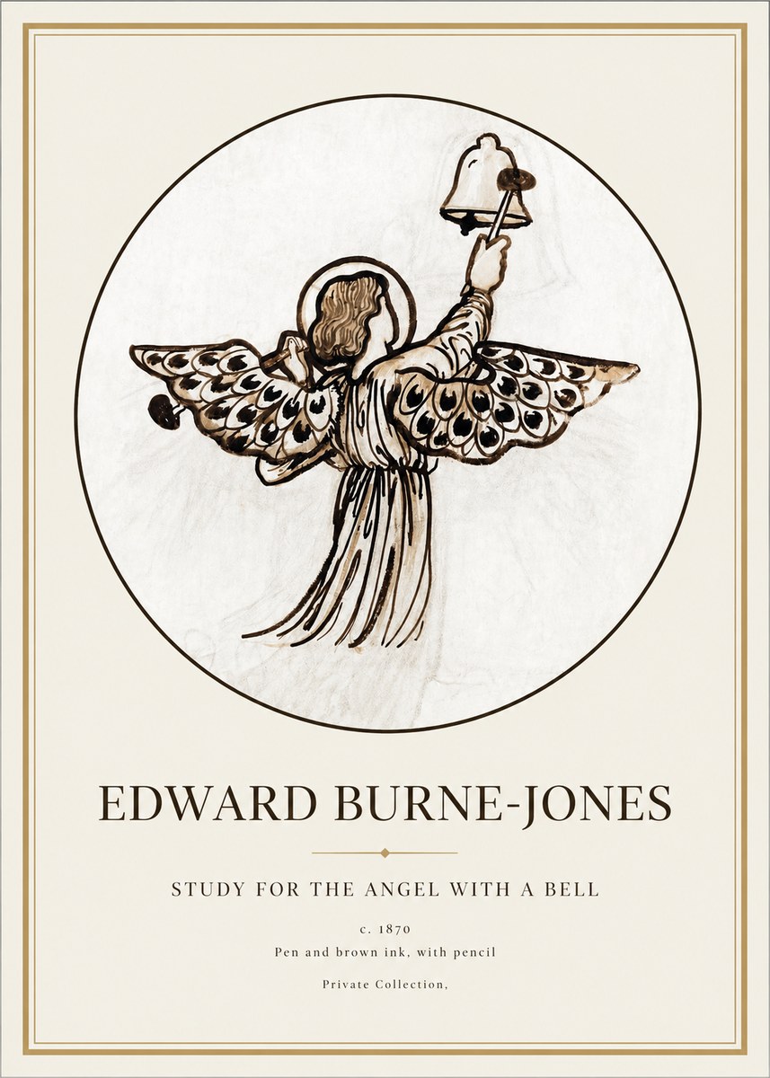 Edward Burne-Jones Study for the Angel with a Bell No1 - Affiche