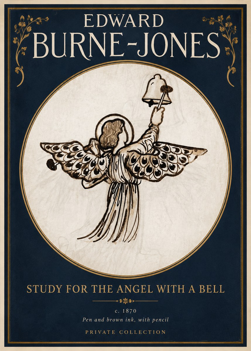 Edward Burne-Jones Study for the Angel with a Bell No2 - Affiche