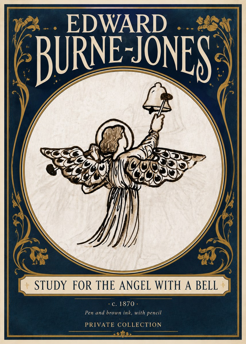Edward Burne-Jones Study for the Angel with a Bell No5 - Affiche