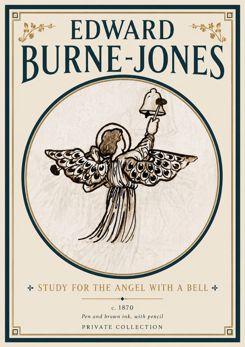 Edward Burne-Jones Study for the Angel with a Bell No6 - Affiche