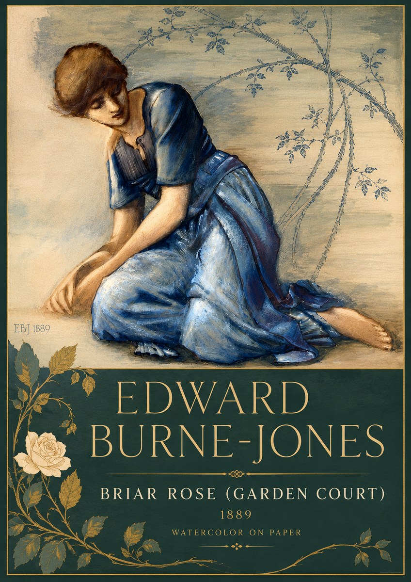 Edward Burne-Jones Briar Rose (Garden Court) No5 - Affiche