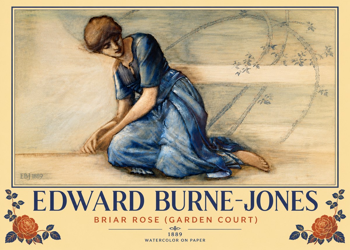 Edward Burne-Jones Briar Rose (Garden Court) No6 - Affiche