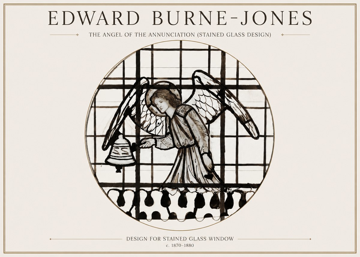 Edward Burne-Jones The Angel of the Annunciation (Stained Glass Design) No1 - Affiche