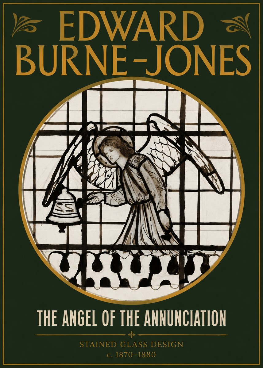 Edward Burne-Jones The Angel of the Annunciation (Stained Glass Design) No2 - Affiche