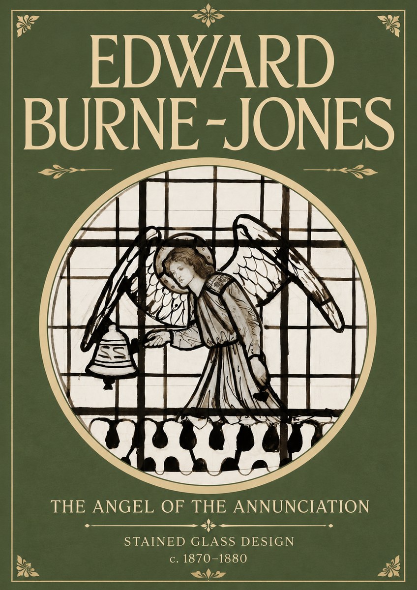 Edward Burne-Jones The Angel of the Annunciation (Stained Glass Design) No4 - Affiche