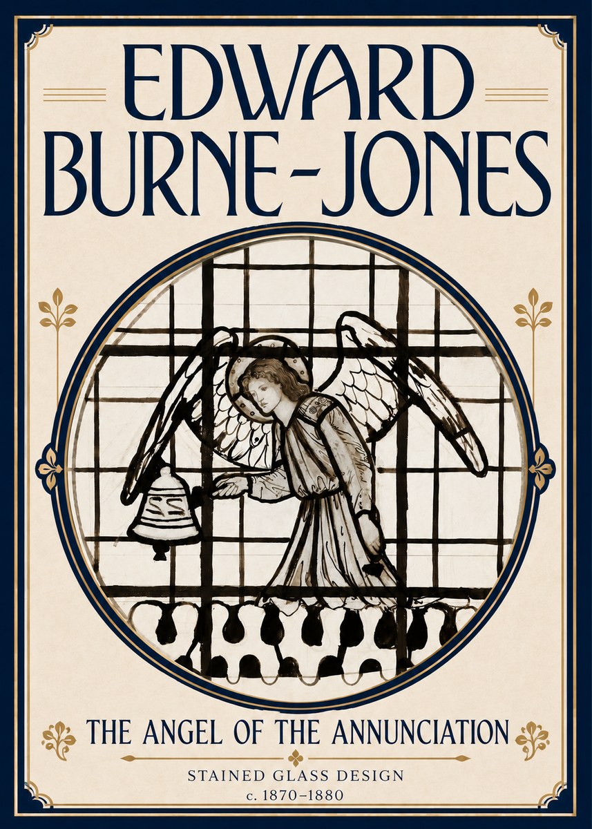 Edward Burne-Jones The Angel of the Annunciation (Stained Glass Design) No5 - Affiche