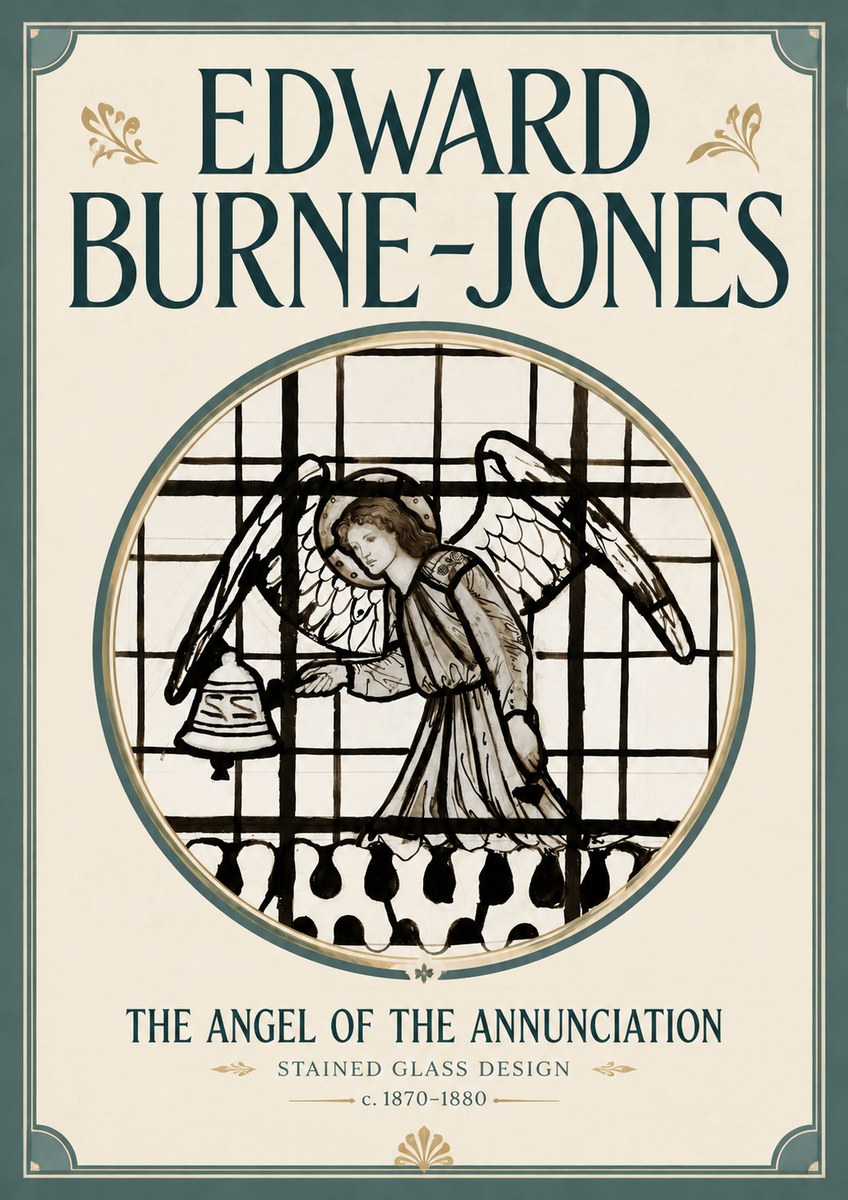Edward Burne-Jones The Angel of the Annunciation (Stained Glass Design) No6 - Affiche