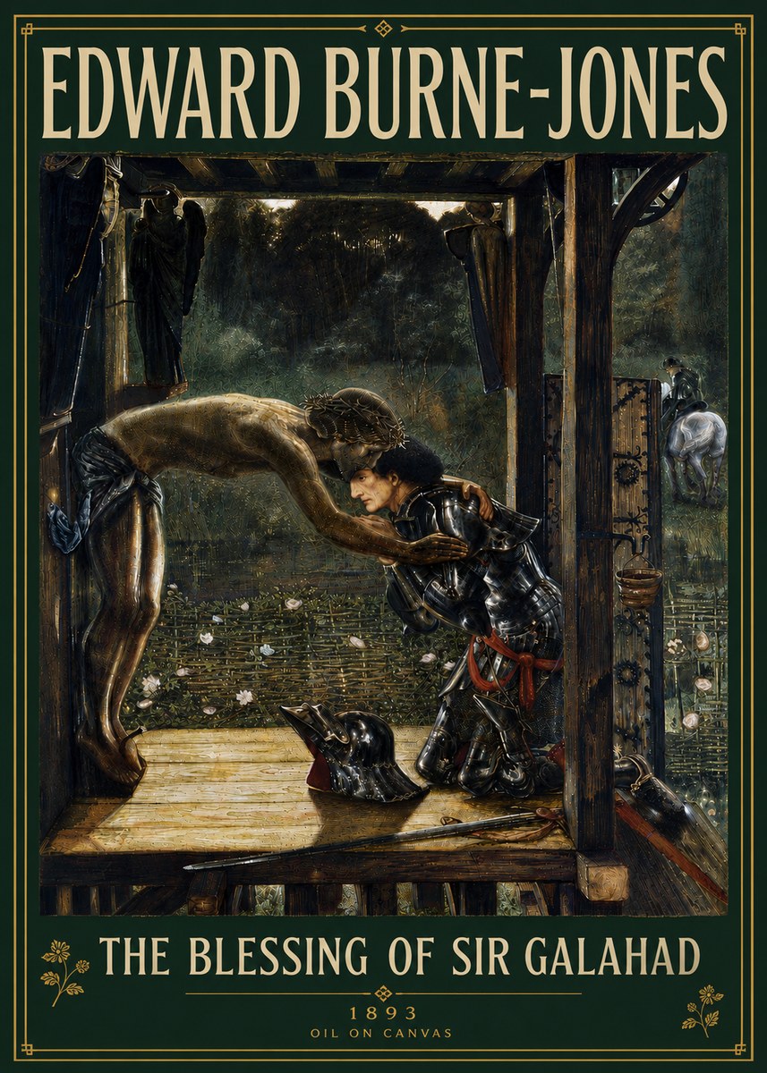 Edward Burne-Jones The Blessing of Sir Galahad No5 - Affiche