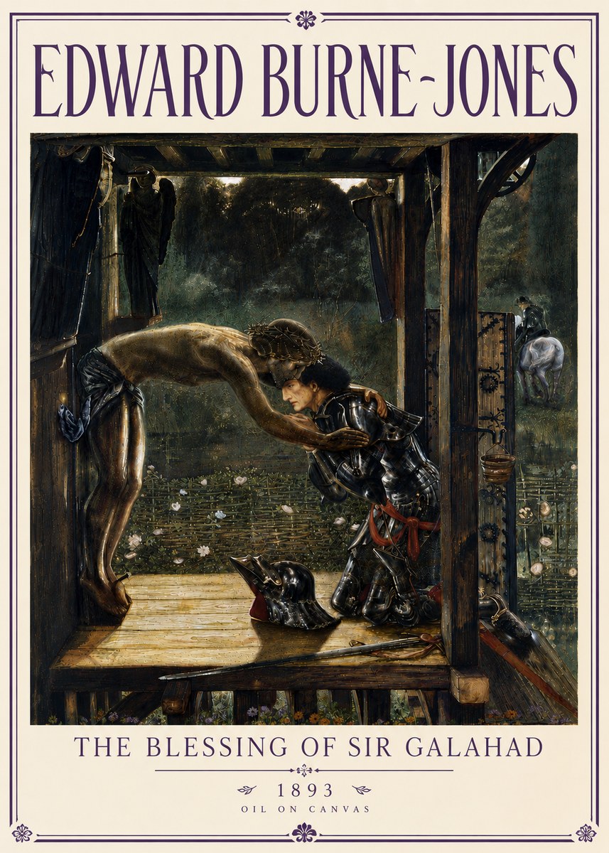 Edward Burne-Jones The Blessing of Sir Galahad No6 - Affiche