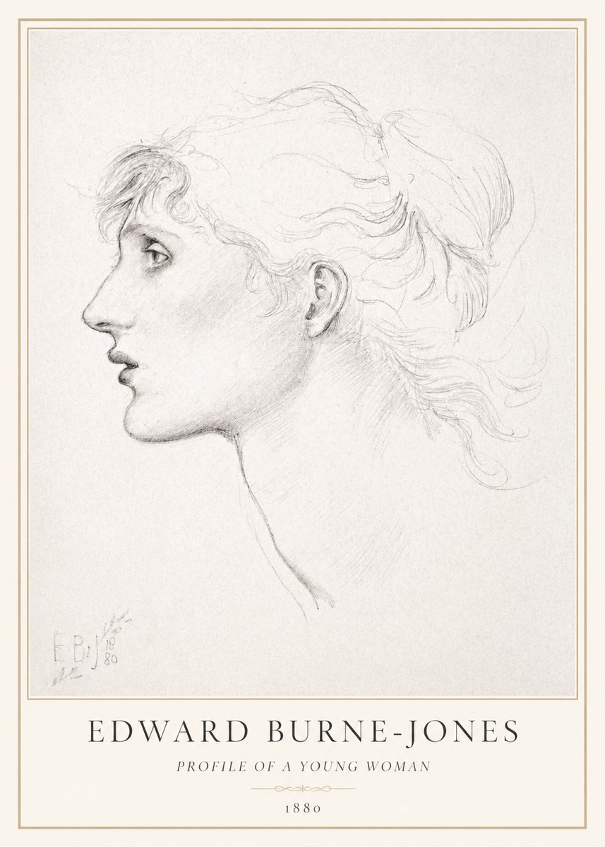Edward Burne-Jones Profile of a Young Woman No1 - Affiche