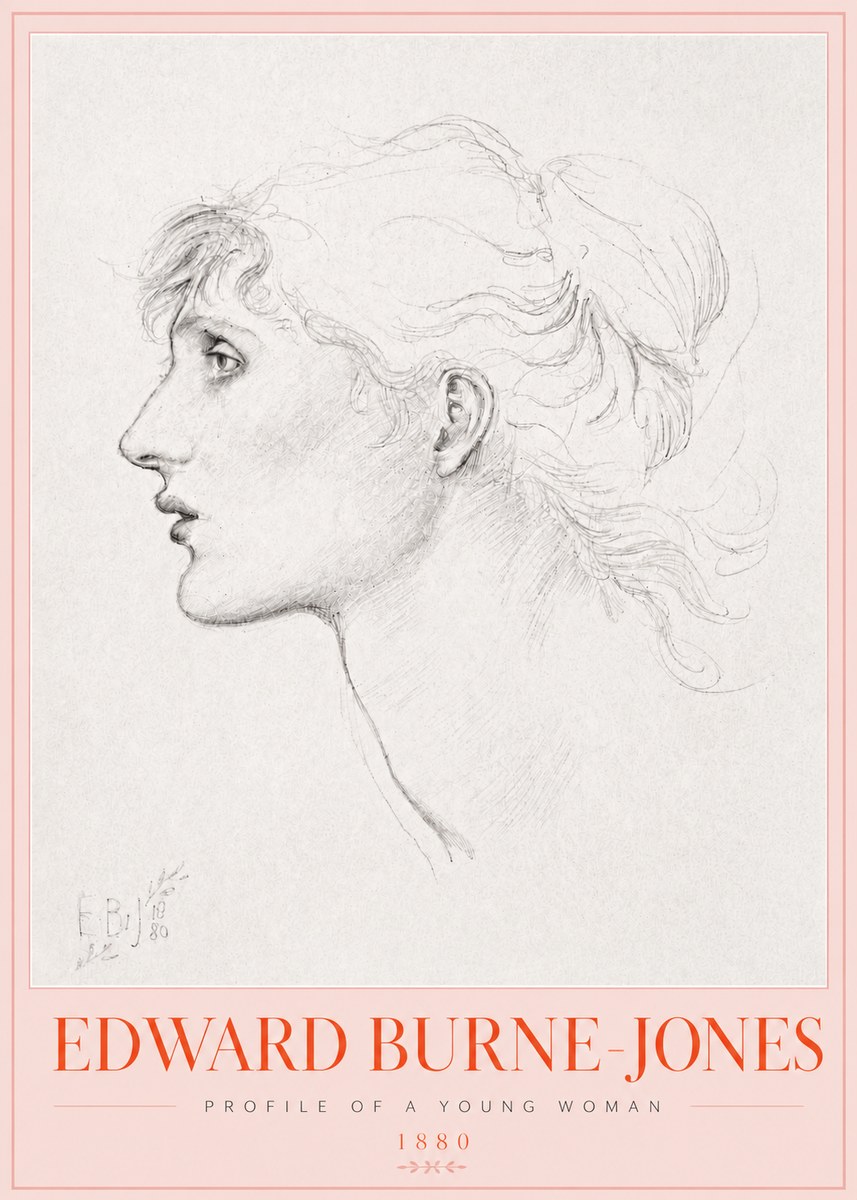 Edward Burne-Jones Profile of a Young Woman No3 - Affiche