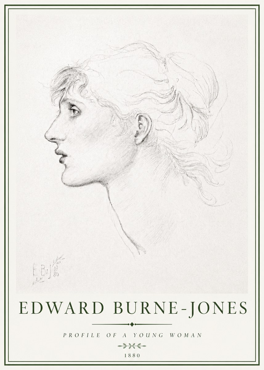 Edward Burne-Jones Profile of a Young Woman No4 - Affiche