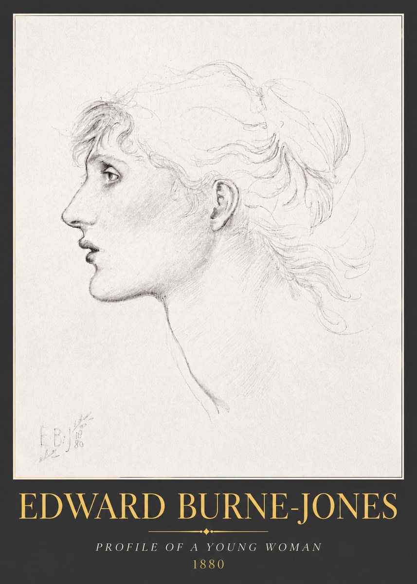 Edward Burne-Jones Profile of a Young Woman No5 - Affiche