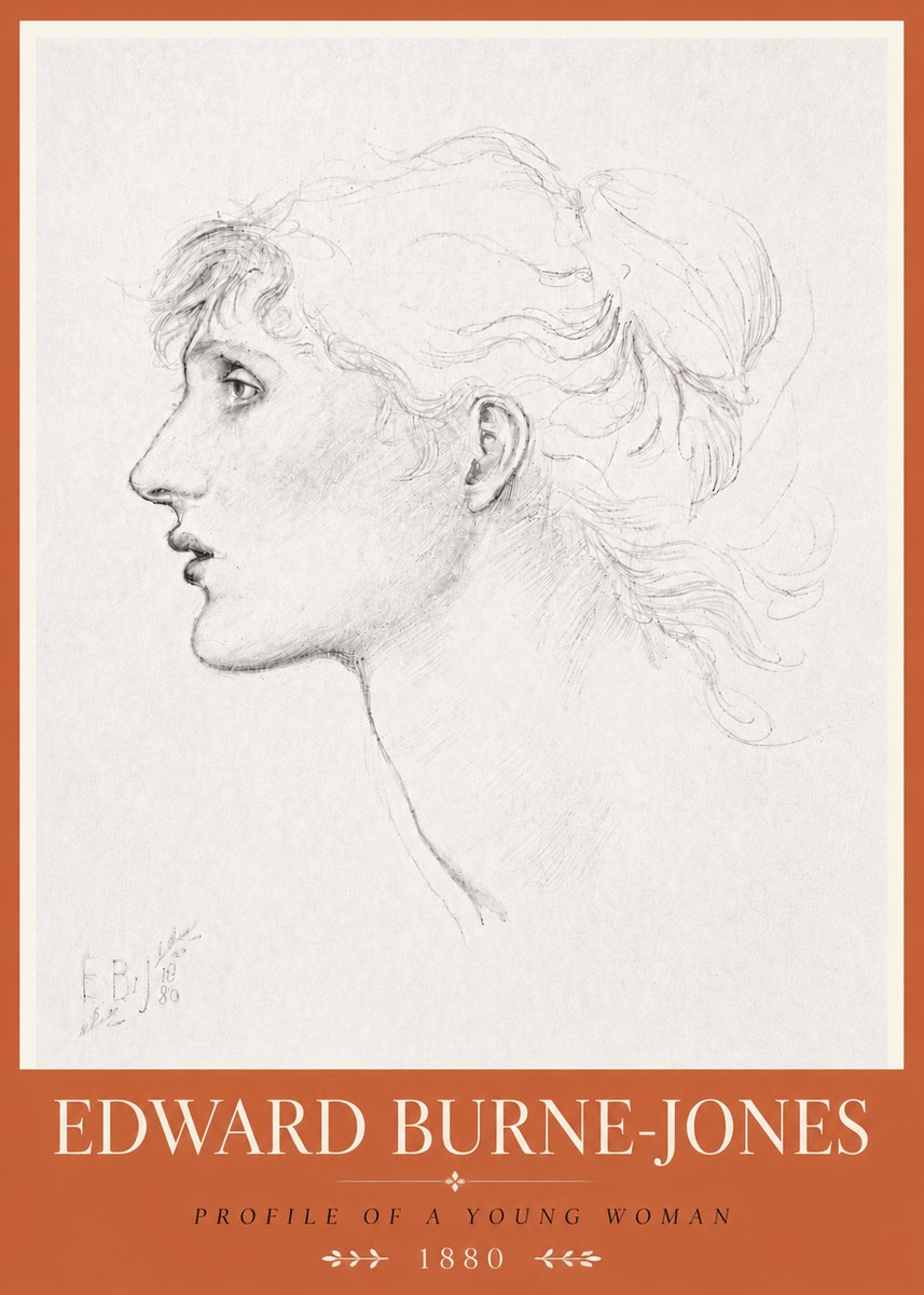 Edward Burne-Jones Profile of a Young Woman No6 - Affiche