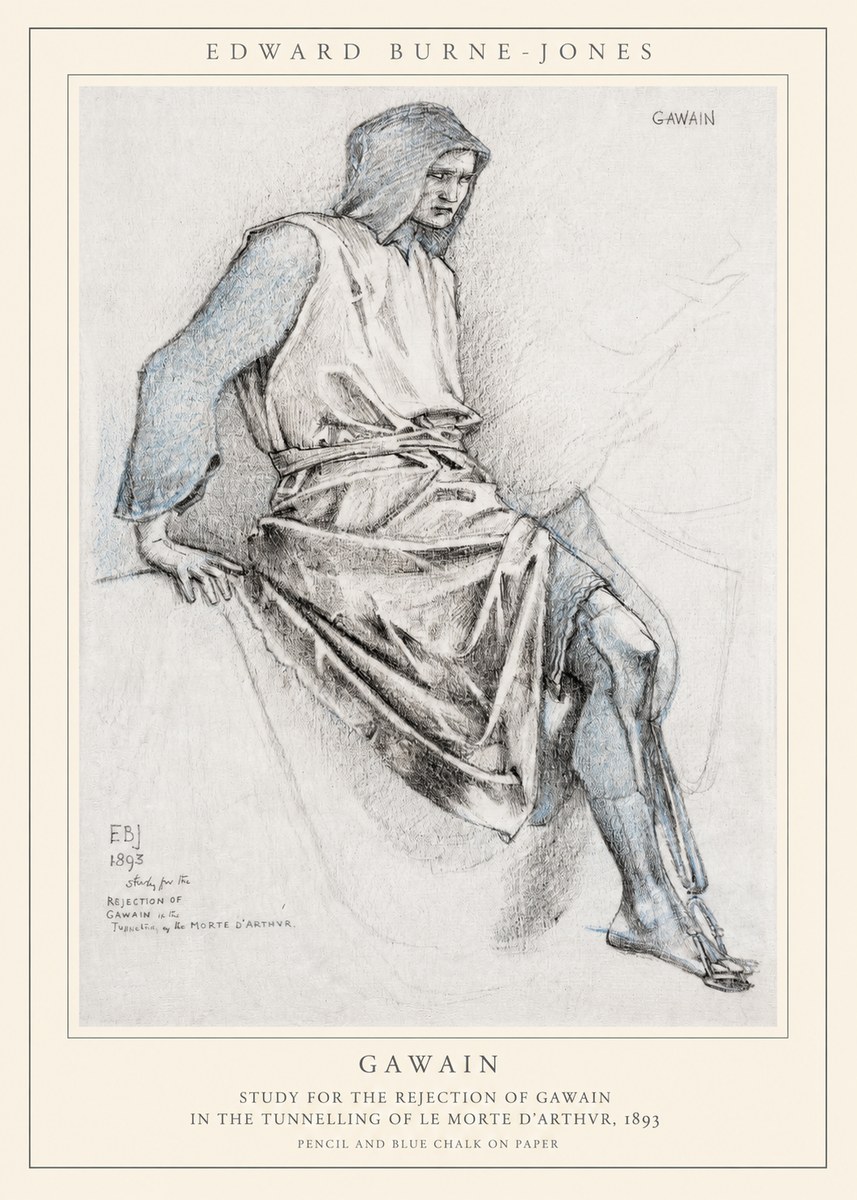 Edward Burne-Jones Gawain - Study for the Rejection of Gawain in the Tunnelling of Le Morte D'arthur, 1893 No1 - Affiche