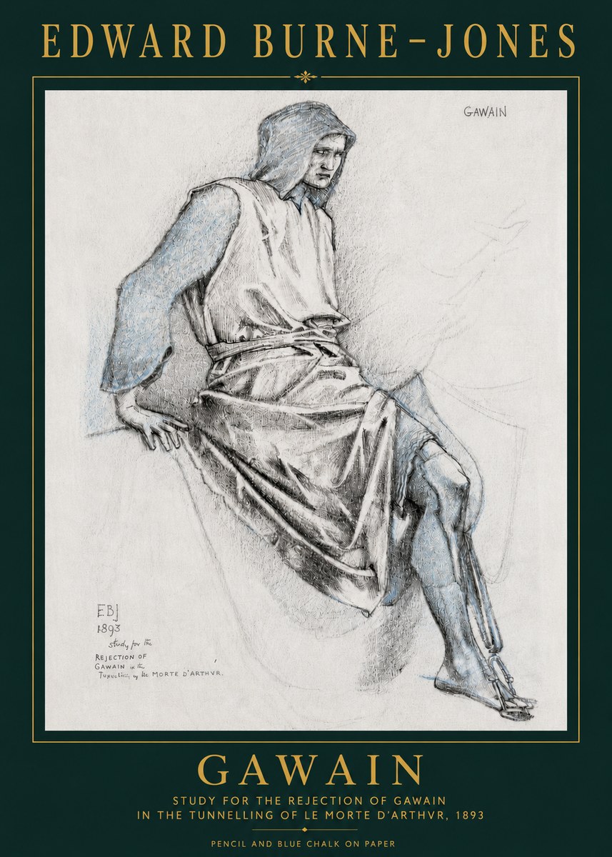 Edward Burne-Jones Gawain - Study for the Rejection of Gawain in the Tunnelling of Le Morte D'arthur, 1893 No3 - Affiche