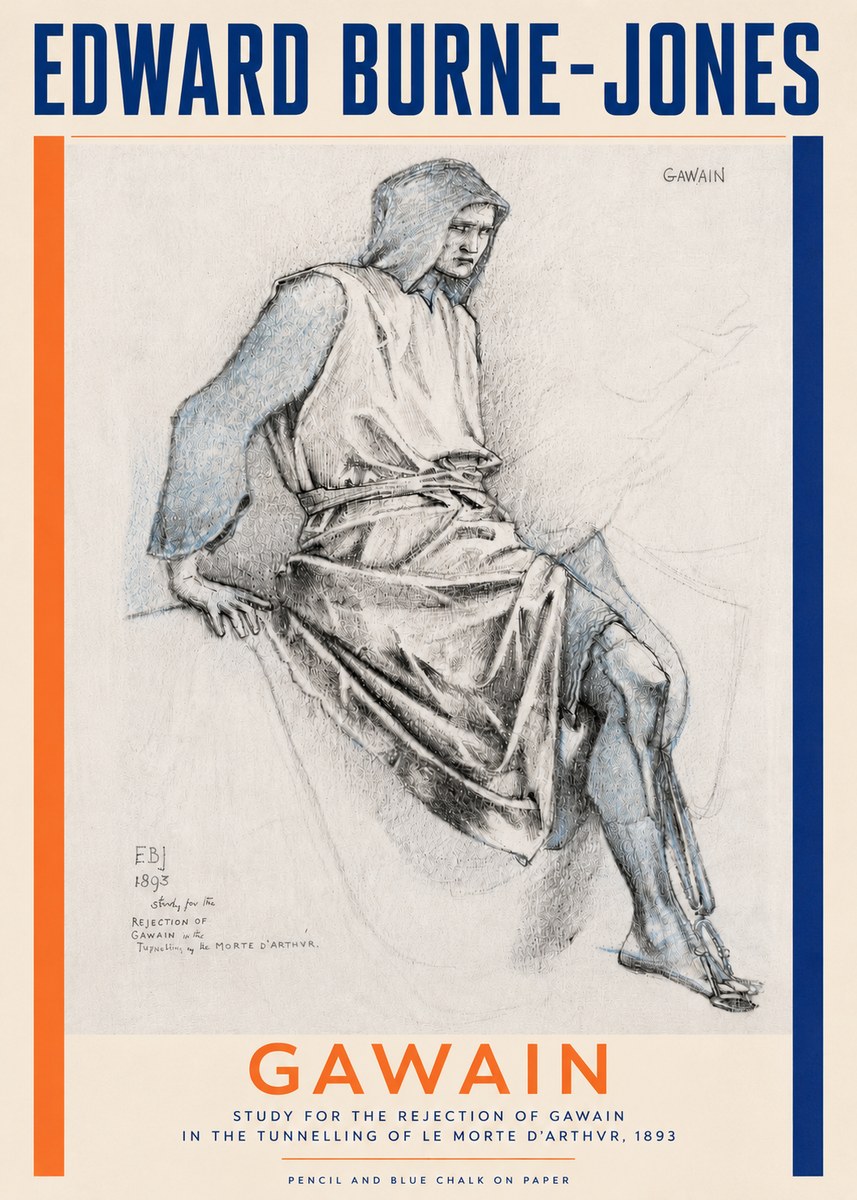 Edward Burne-Jones Gawain - Study for the Rejection of Gawain in the Tunnelling of Le Morte D'arthur, 1893 No5 - Affiche