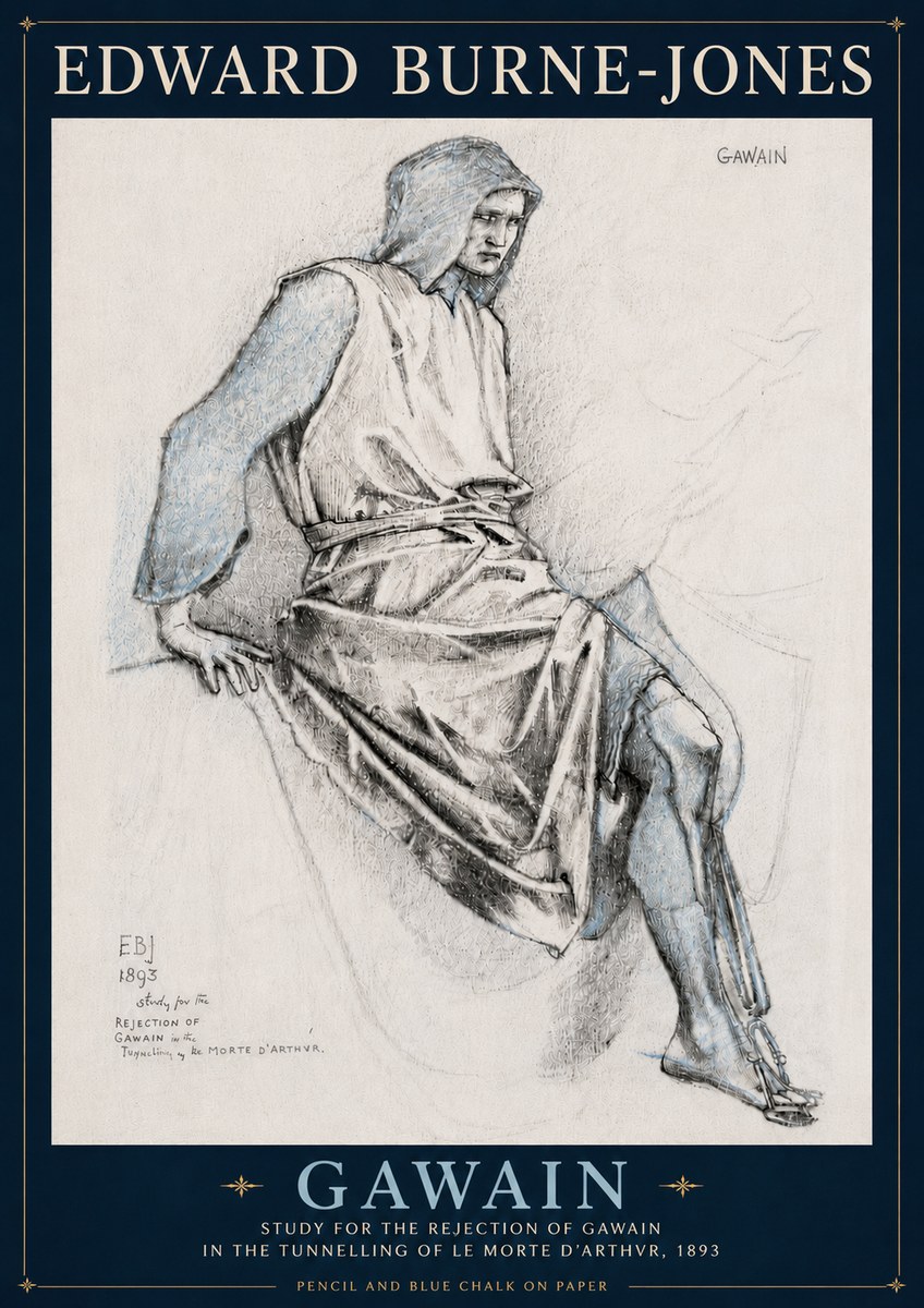 Edward Burne-Jones Gawain - Study for the Rejection of Gawain in the Tunnelling of Le Morte D'arthur, 1893 No6 - Affiche