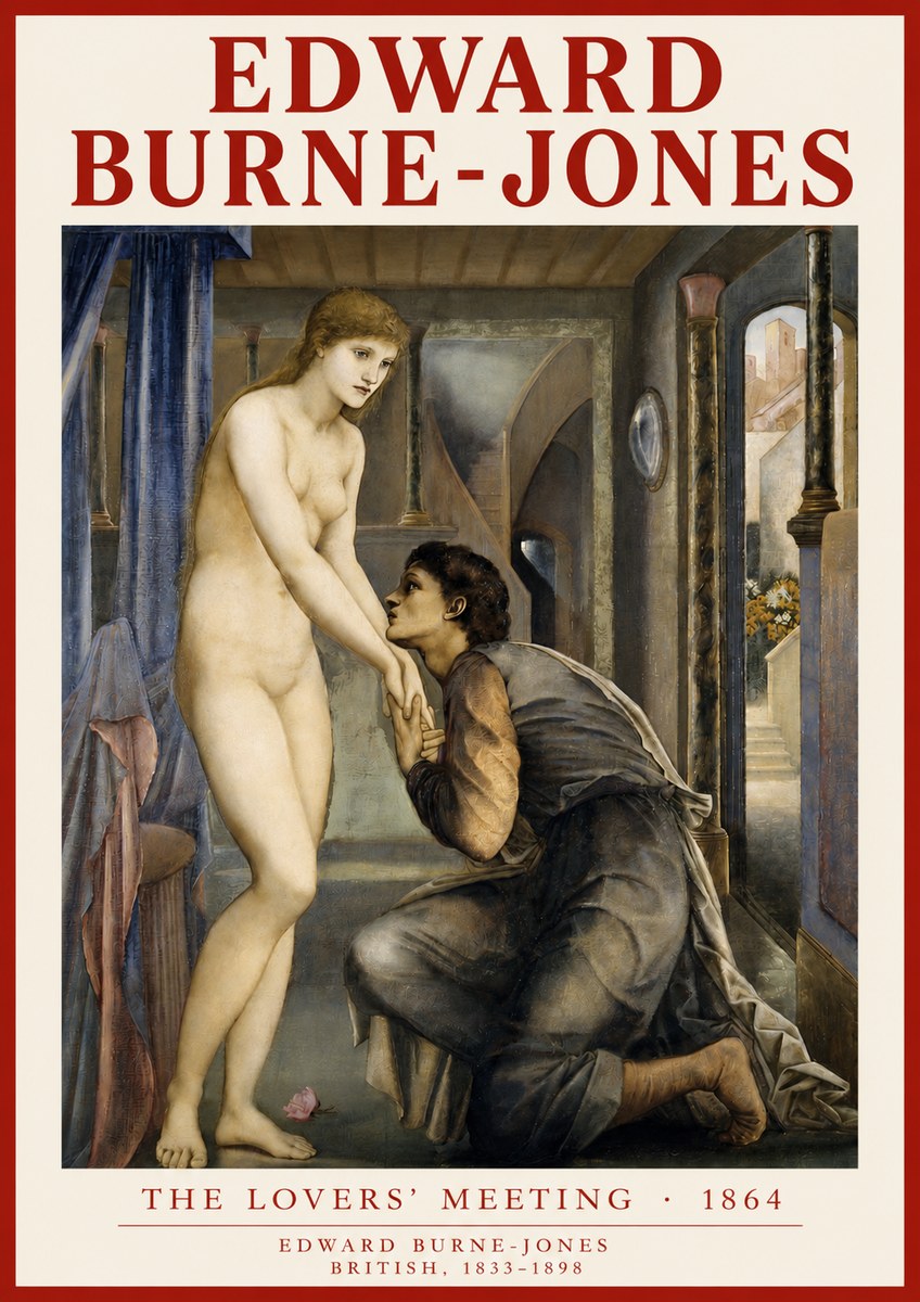Edward Burne-Jones The Lovers' Meeting No3 - Affiche