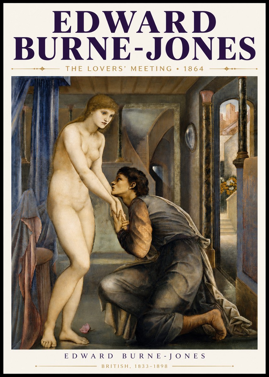 Edward Burne-Jones The Lovers' Meeting No5 - Affiche