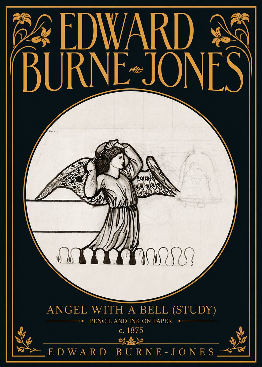 Edward Burne-Jones Angel with a Bell (Study) No5 - Affiche