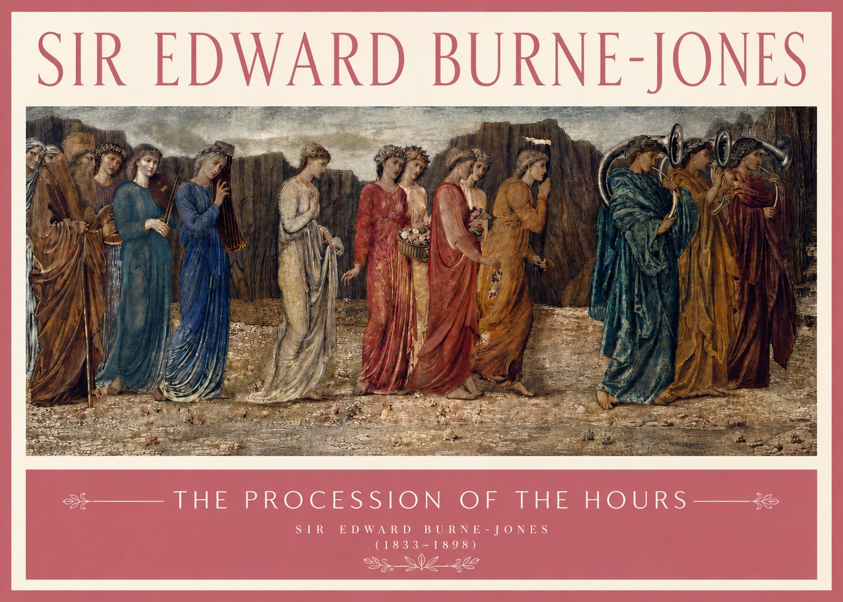Edward Burne-Jones The Procession of the Hours No3 - Affiche