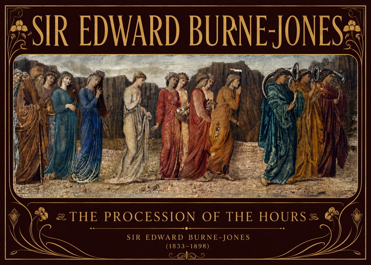 Edward Burne-Jones The Procession of the Hours No6 - Affiche