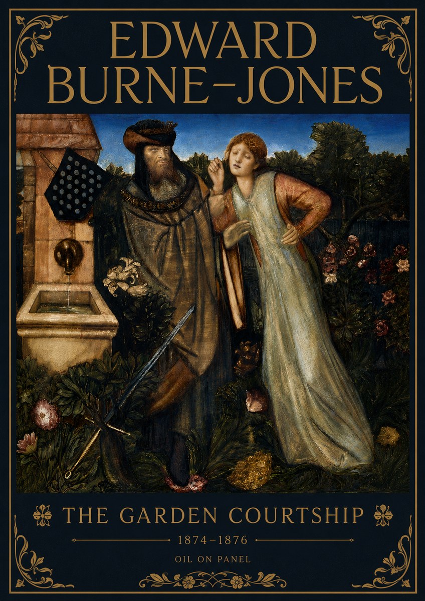 Edward Burne-Jones The Garden Courtship No6 - Affiche