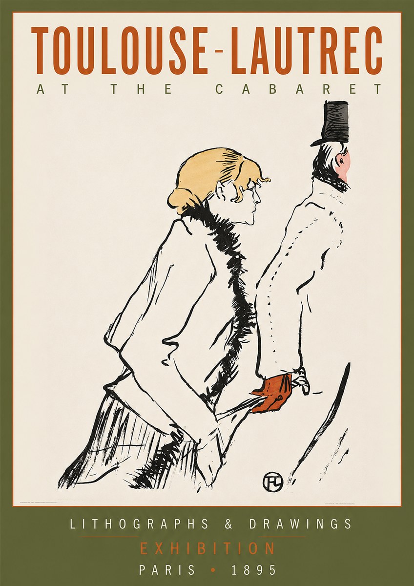 Toulouse-Lautrec At the Cabaret No2 - Affiche
