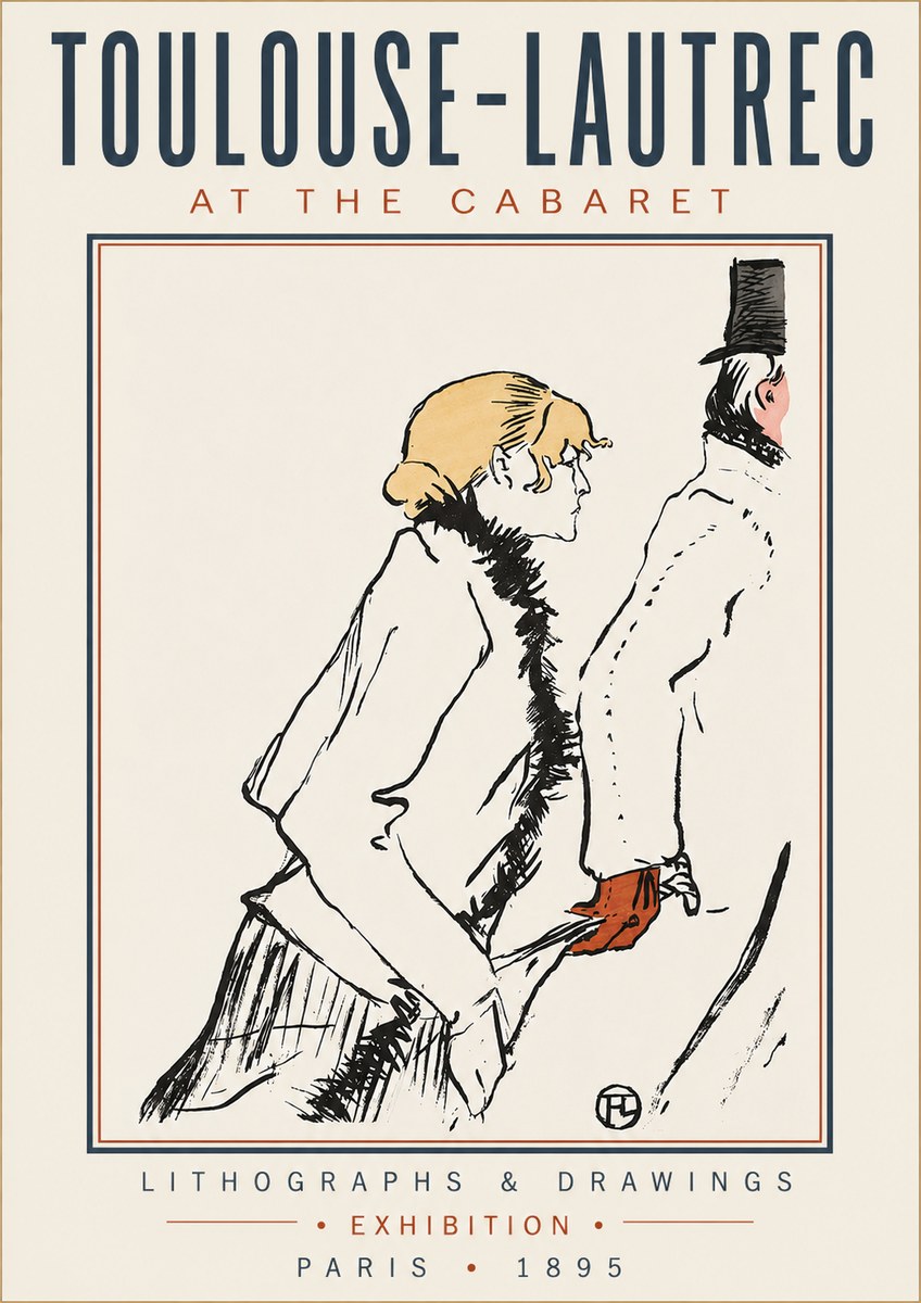 Toulouse-Lautrec At the Cabaret No3 - Affiche