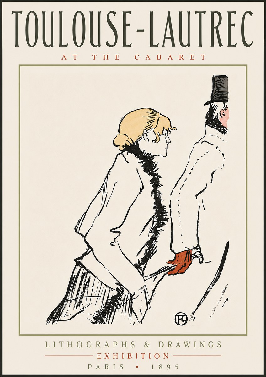 Toulouse-Lautrec At the Cabaret No4 - Affiche