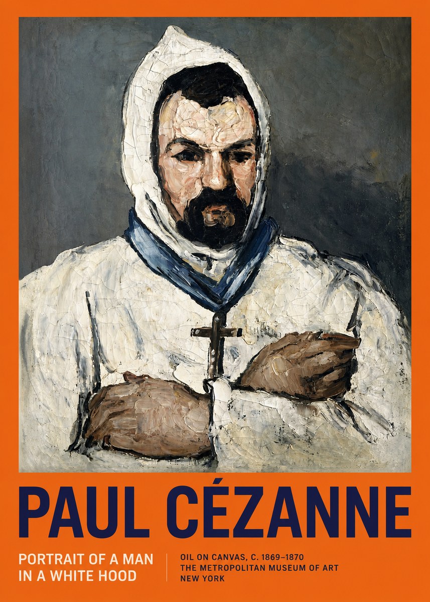Paul Cézanne Portrait of a Man in a White Hood No2 - Affiche